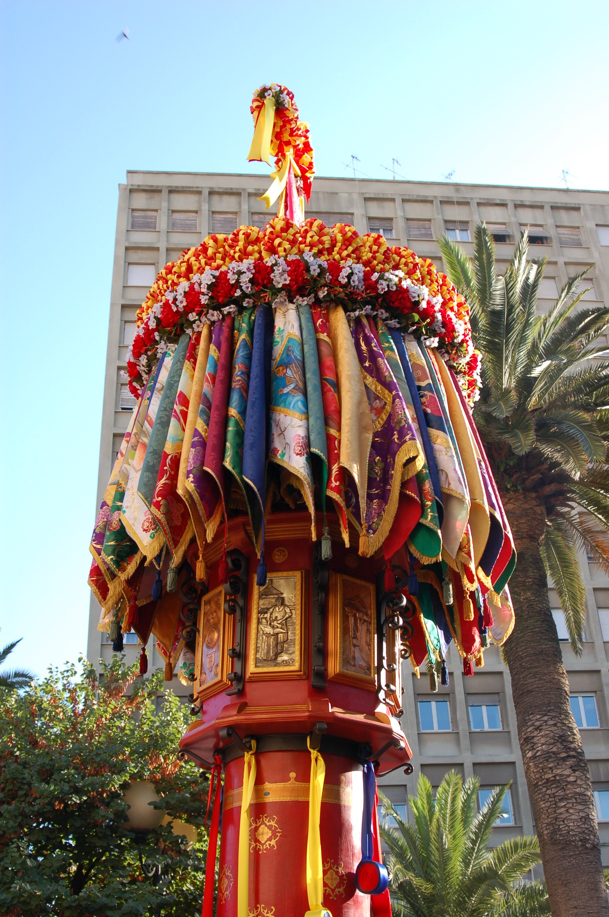 Colorful local market with fresh Sardinian produce and artisan goods